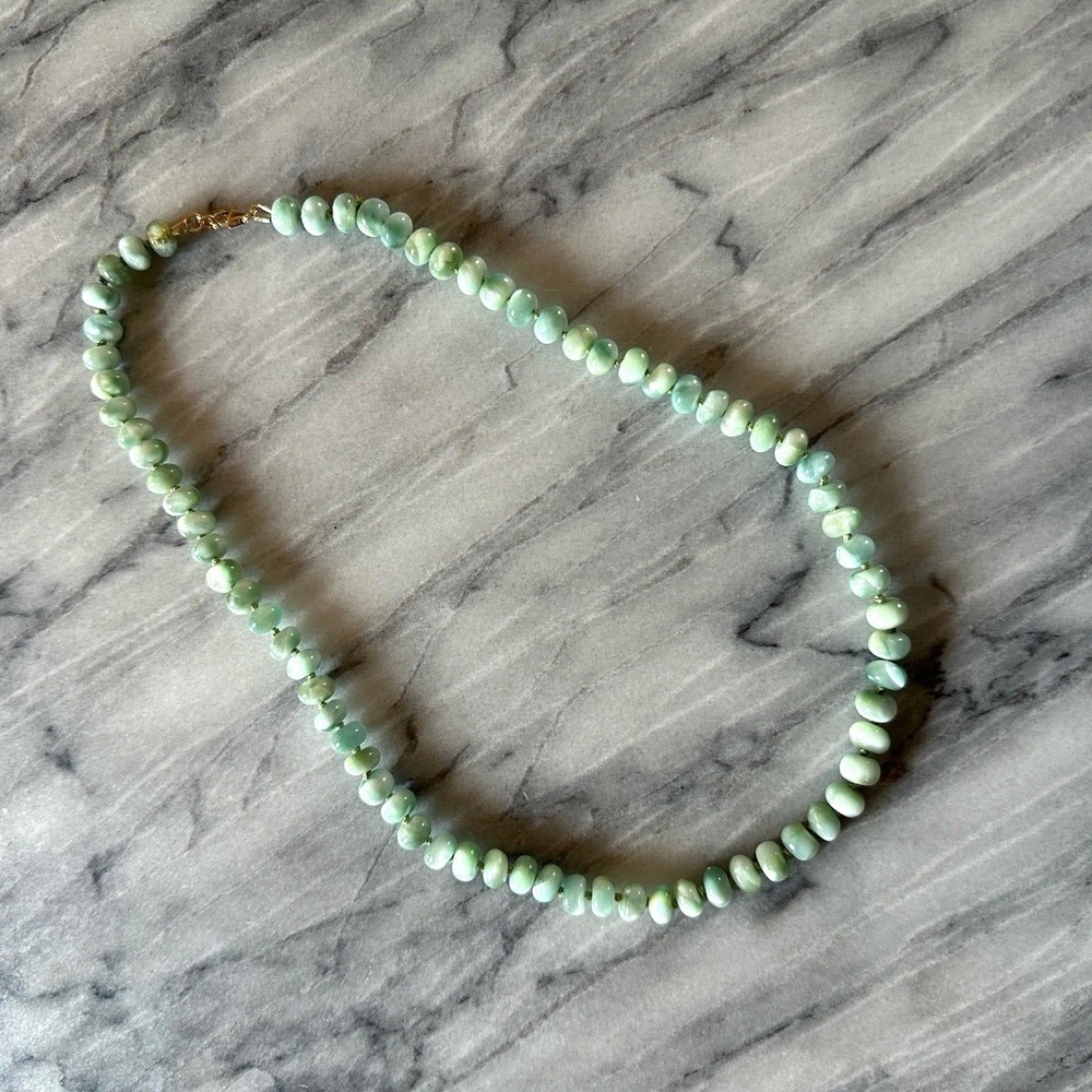 Yellow Green Moonstone Rondelle Bead Silk HandKnotted Necklace 14k Gold Fill NEW
